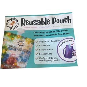 Flipping Holder Reusable Pouches - Teal & Multicolor